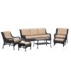 5-Person Rattan Patio Conversation Sets for Garden Backyard, Navy Blue