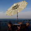 9ft Aluminum Patio Umbrella w/ 32 LEDs Beige