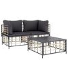 3 Piece Patio Lounge Set with Cushions Anthracite Poly Rattan