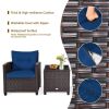 3 Pieces Rattan Patio Furniture Set with Washable Cushion