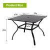 MEOOEM Patio Dining Set Outdoor Metal Square Bistro Side/End Table and Stackable Patio Dining Chairs;  Black