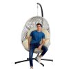 Large Hanging Egg Chair with Metal Stand and UV Resistant Cushion Hammock Chairs with C-Stand for Outdoor Indoor