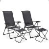 4 Pieces Patio Adjustable Back Folding Dining Chair Ottoman Set