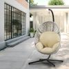 Large Hanging Egg Chair with Metal Stand and UV Resistant Cushion Hammock Chairs with C-Stand for Outdoor Indoor