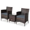 3 Pieces Ergonomic Wicker Patio Conversation Set