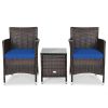 3 Pieces Ergonomic Wicker Patio Conversation Set