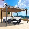 13x10 Ft Outdoor Patio Retractable Pergola With Canopy Sunshelter Pergola for Gardens; Terraces; Backyard