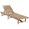 Patio Sun Lounger with Cushion Bamboo