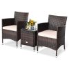 3 Pieces Ergonomic Wicker Patio Conversation Set