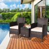 3 Pieces Ergonomic Wicker Patio Conversation Set